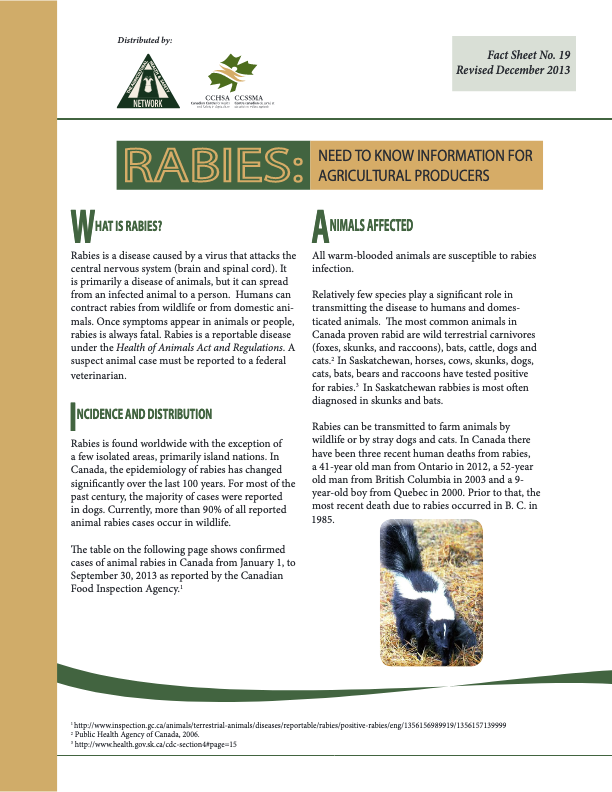 Rabies: Need to Know Information for Agricultural Producers – Canadian  Agricultural Safety Association