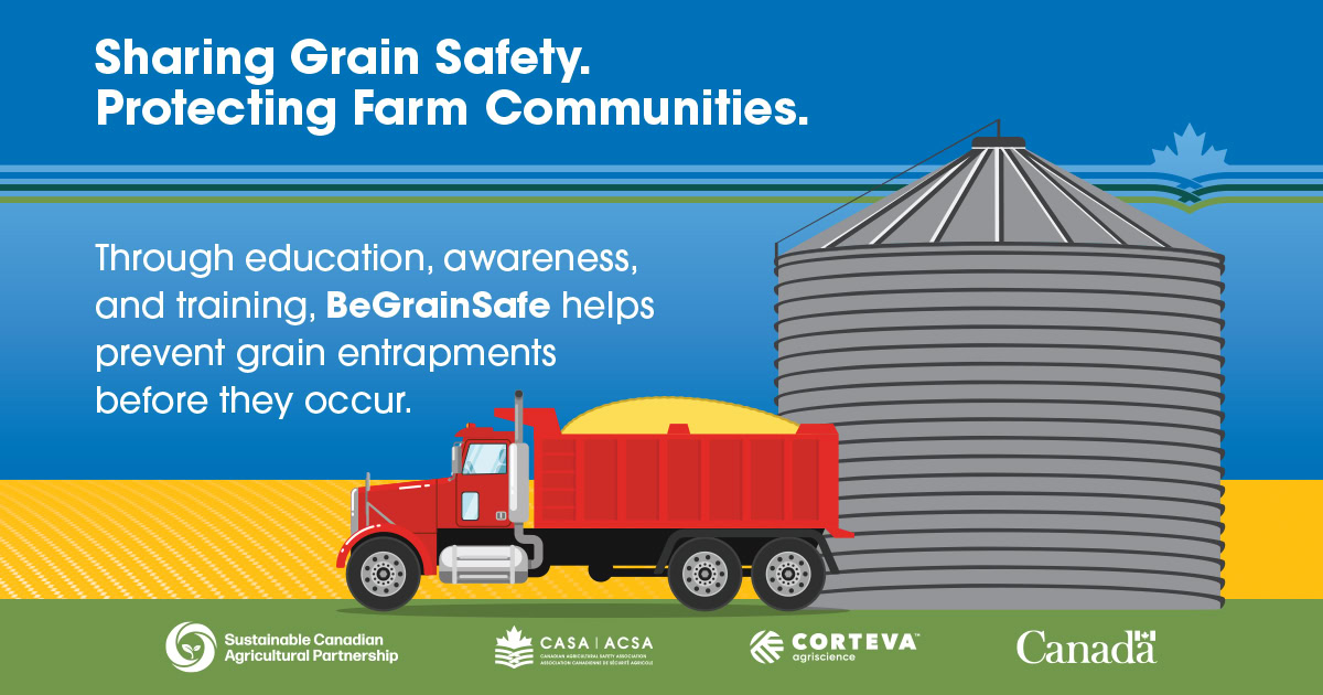 Canadian Agricultural Safety Association promotes grain safety on farms.
