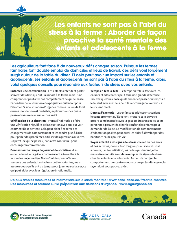 Les enfants ne sont pas à l’abri du stress à la ferme : Aborder de façon proactive la santé mentale des enfants et adolescents à la ferme